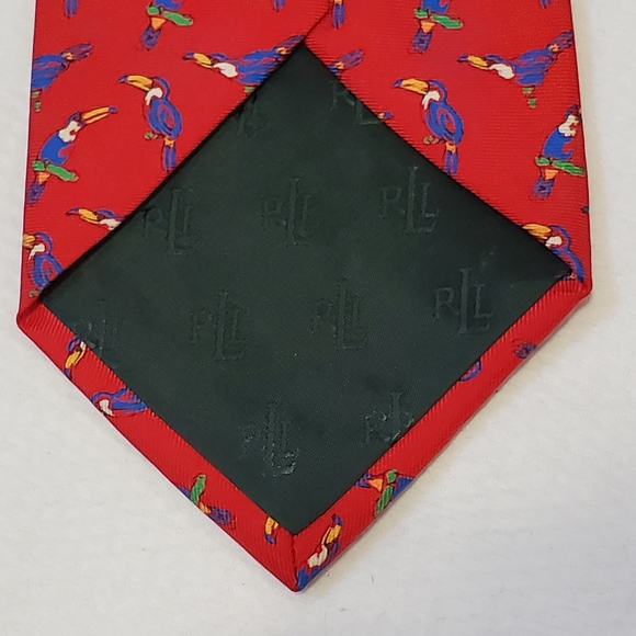 Lauren Ralph Lauren Silk Tie Red Kakadu Print - Picture 7 of 9